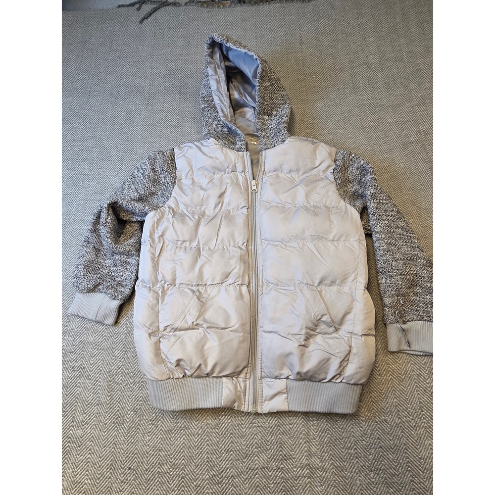 Bocini Casual Wear Puffer Jacket Boys M 8 Gray Raglan Sleeve Hooded Full Zipper